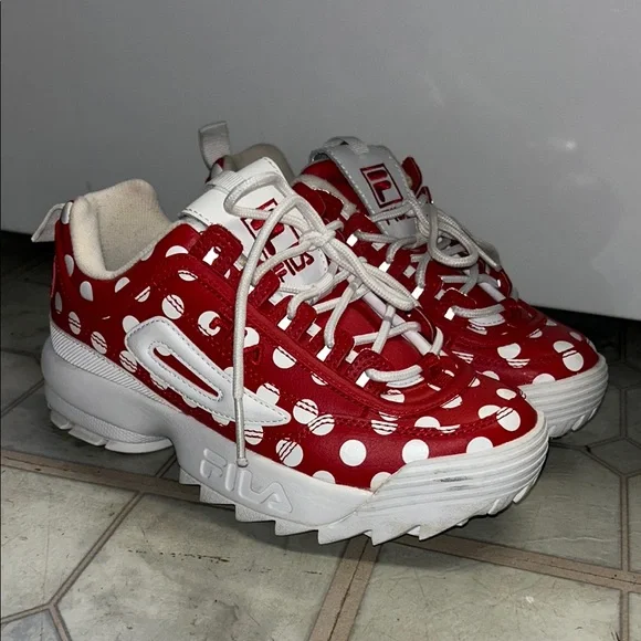 Fila | Shoes | Fila Red And White Polka Dot Pattern Sneakers  display picture 1